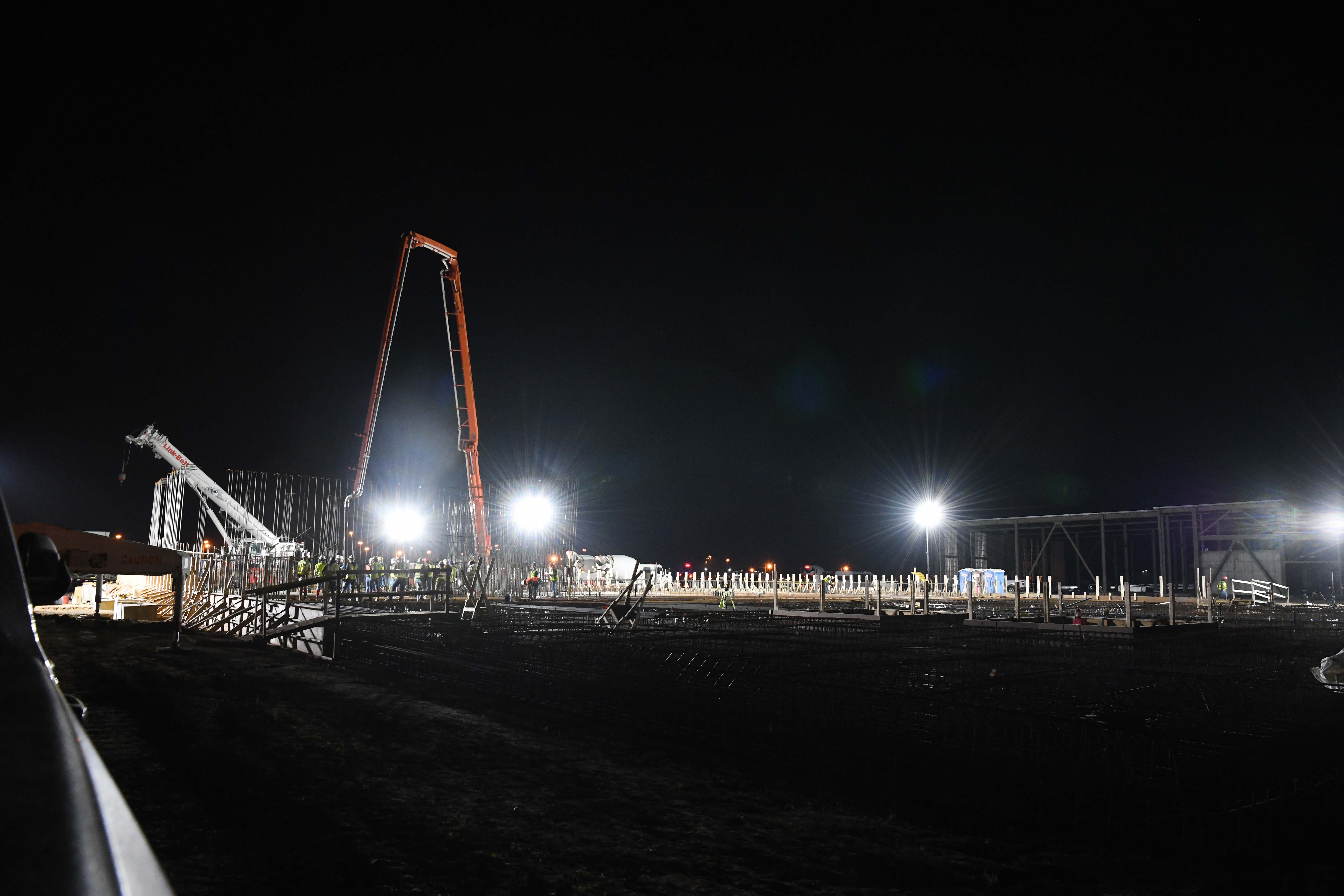 The HESE crew pulled an all-nighter to pour 869 cubic yards of concrete. 