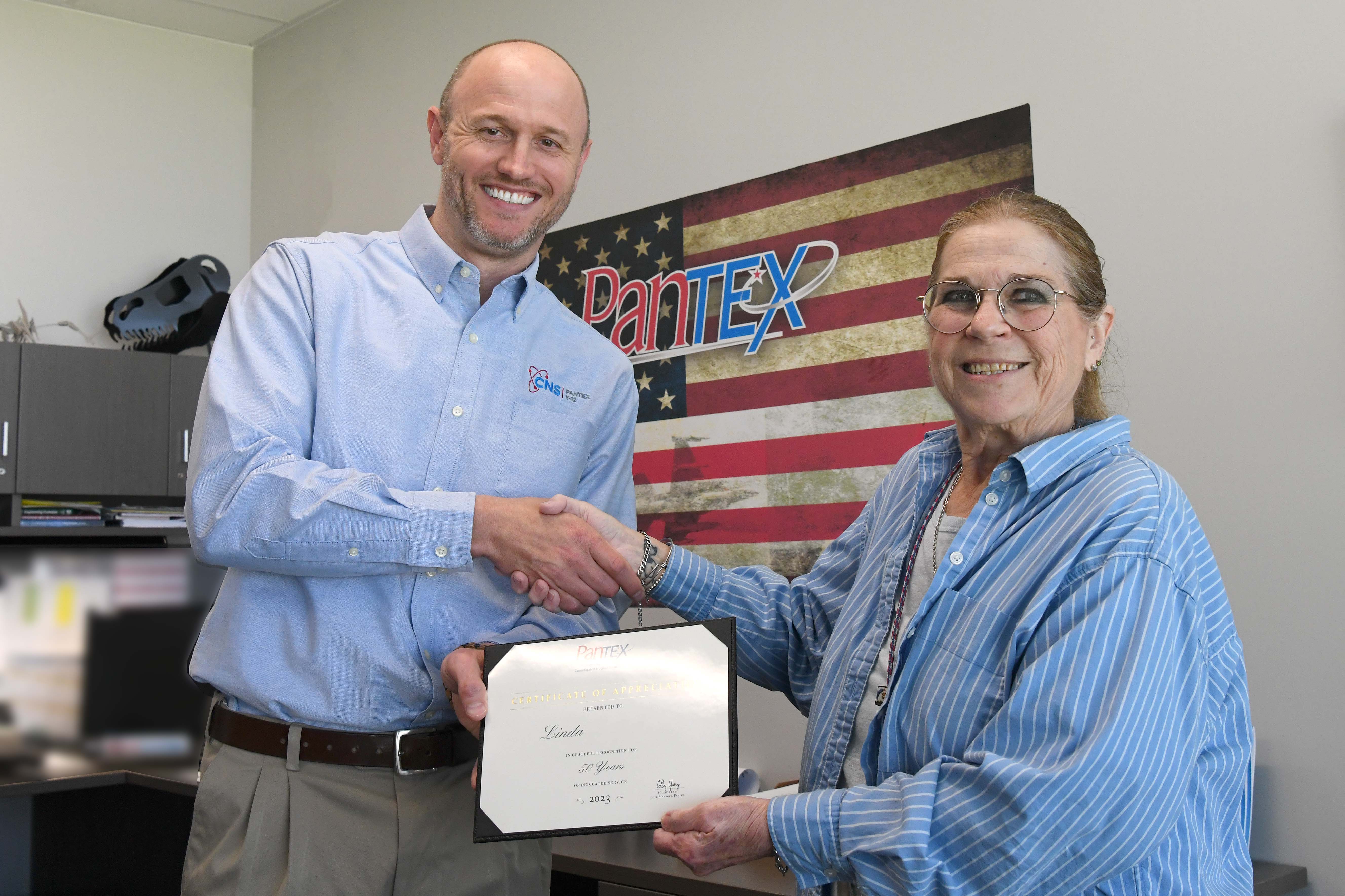 Linda Brohlin was recognized for her service by Site Manager Colby Yeary