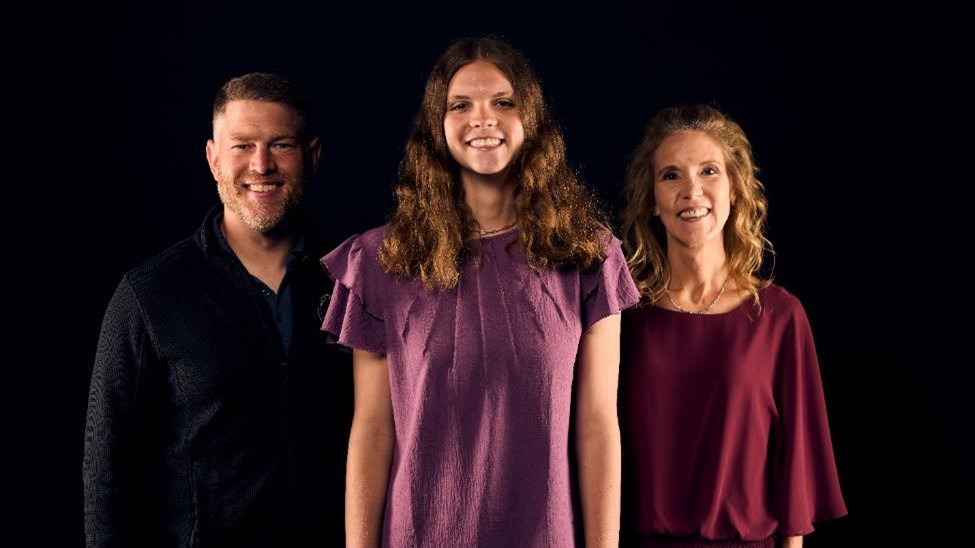 Pantex intern, Brielle Worley, poses with her manager, Justin Fox, and her mom, Kyndra Worley.